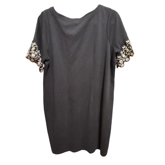 Talbots Cotton Shift Dress Navy Blue White Flower Embroidery Short Sleeve Sz Xp - Picture 4 of 7